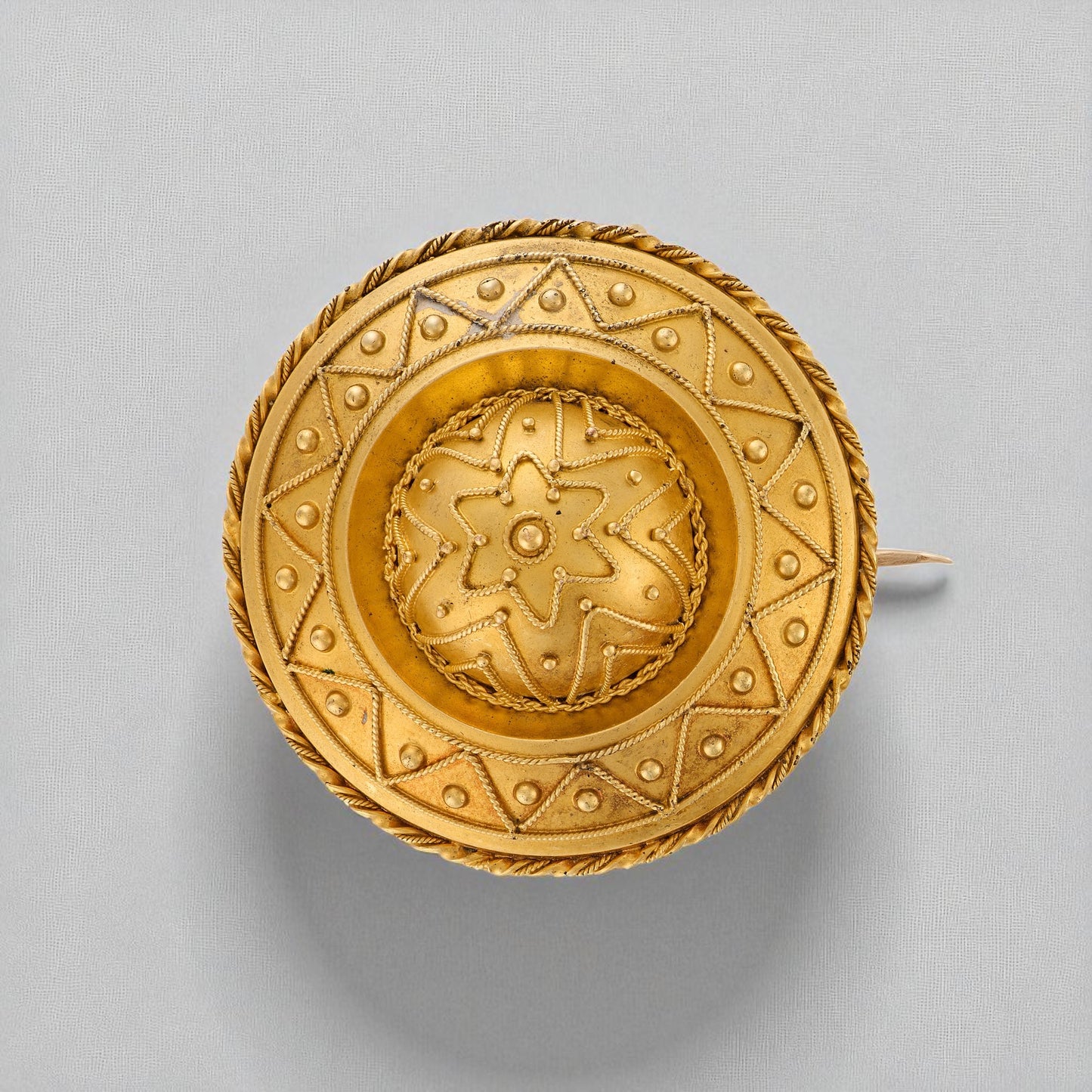 Victorian Etruscan Revival Gold Brooch
