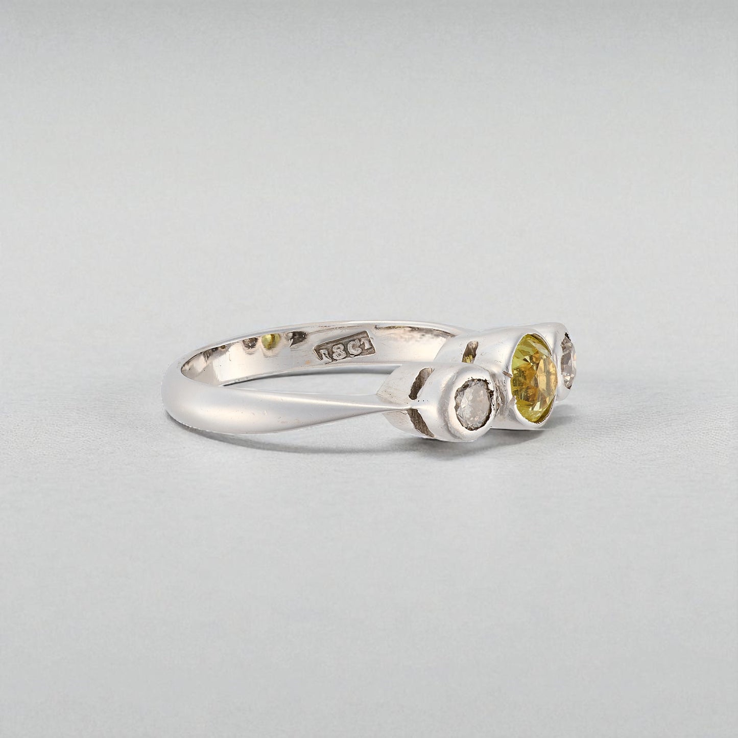 Yellow Sapphire and Diamond Ring