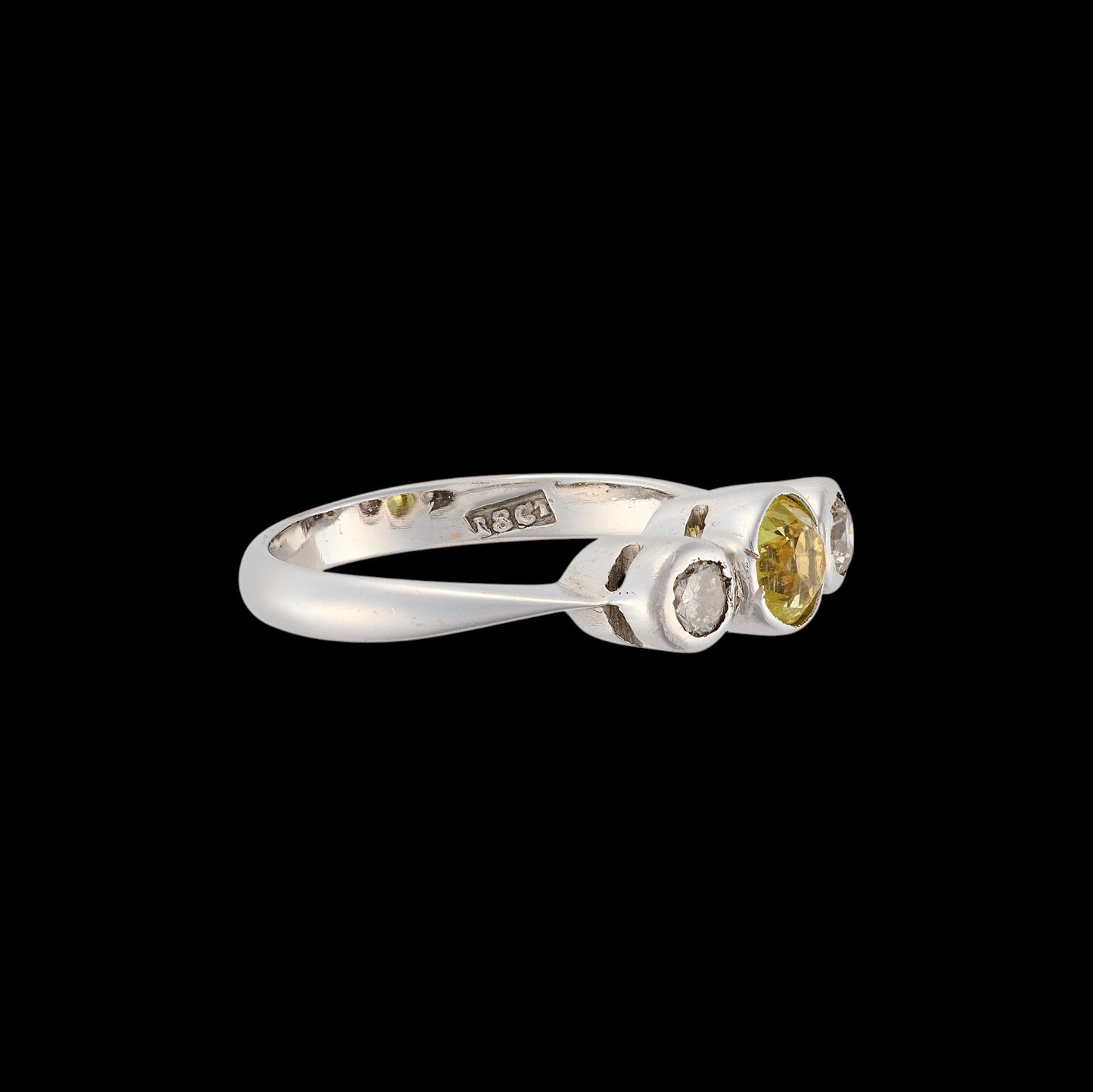 Yellow Sapphire and Diamond Ring