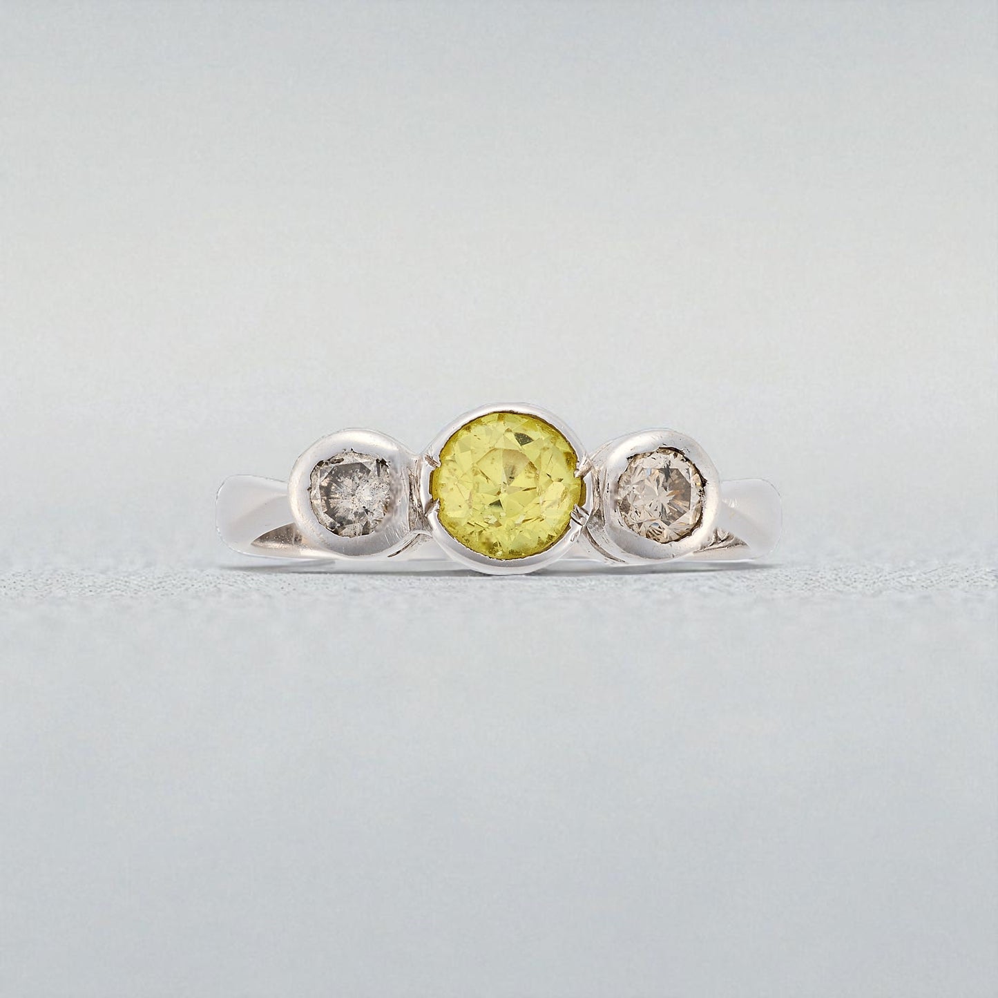 Yellow Sapphire and Diamond Ring