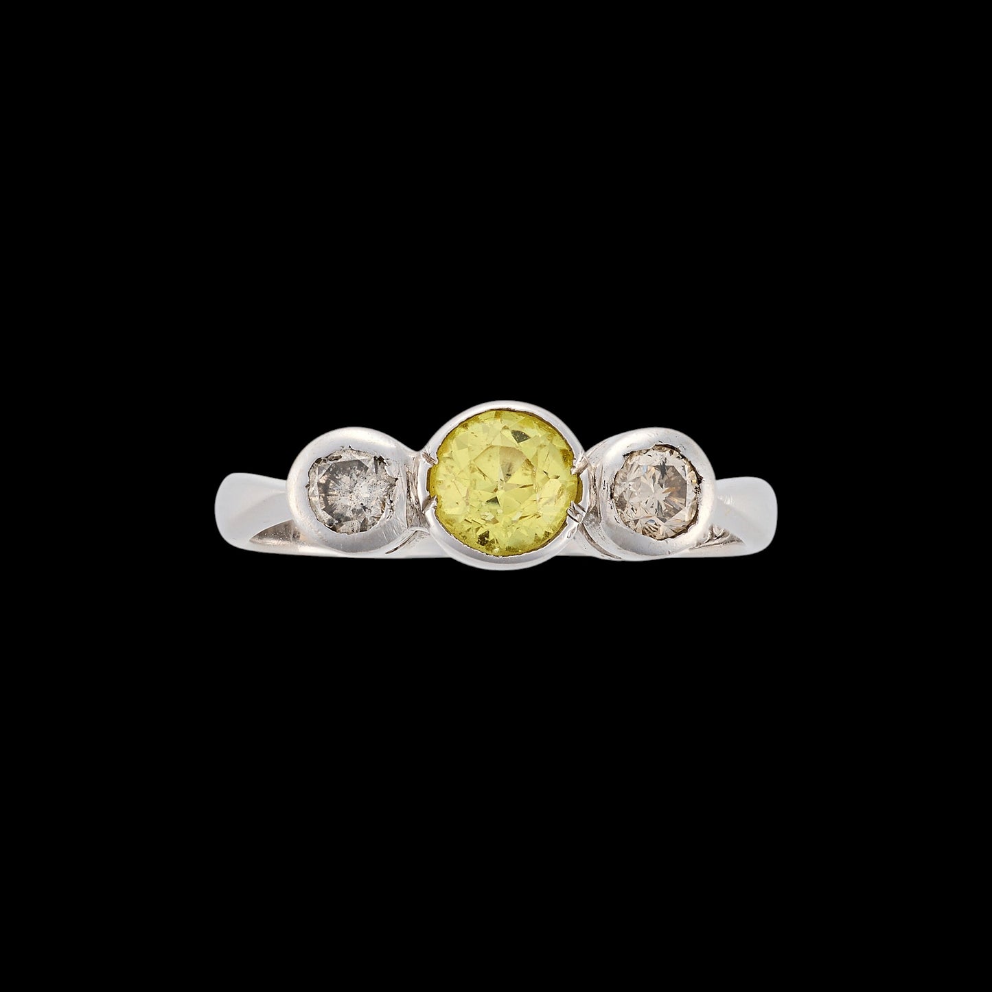 Yellow Sapphire and Diamond Ring
