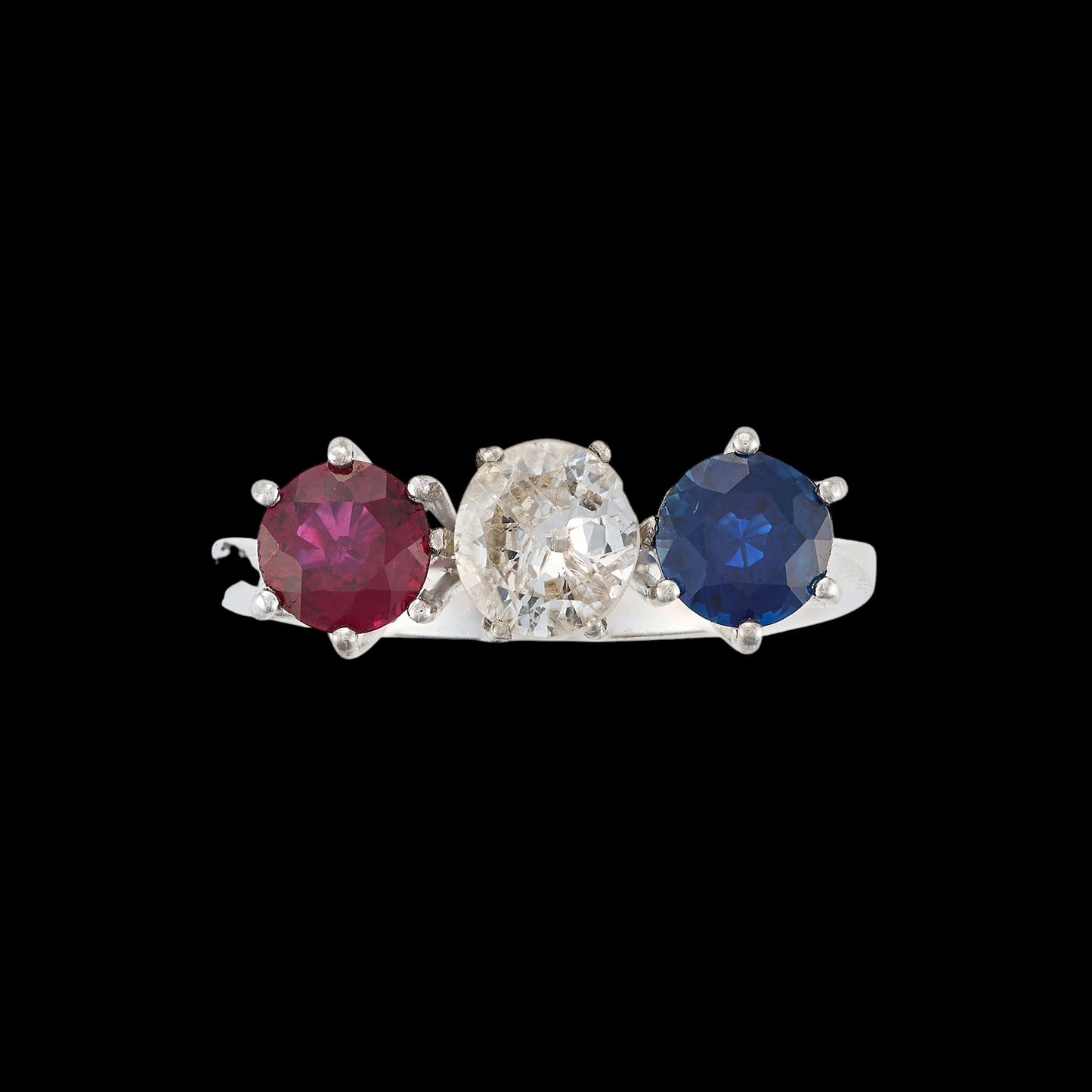Ruby, Sapphire and Diamond Ring