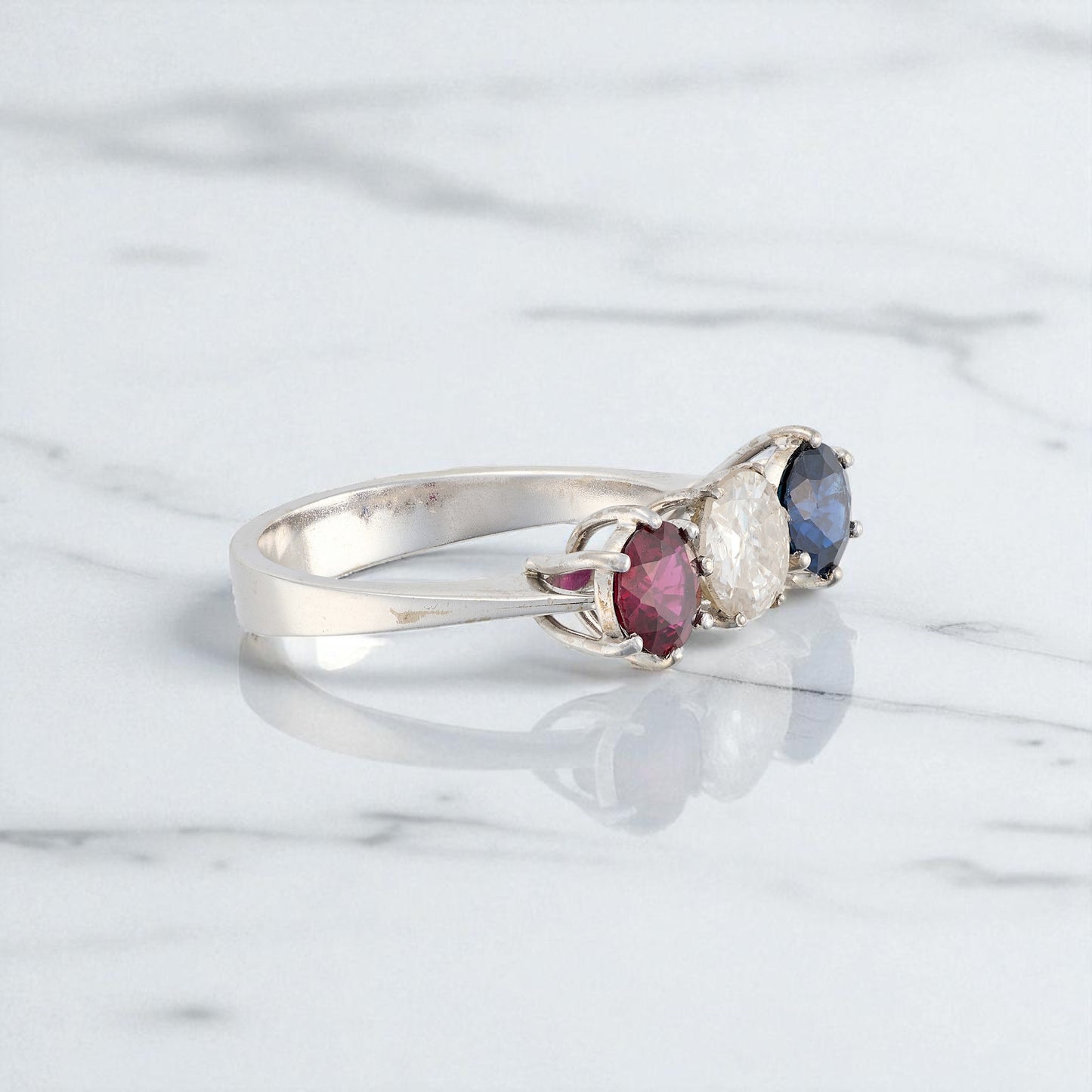 Ruby, Sapphire and Diamond Ring