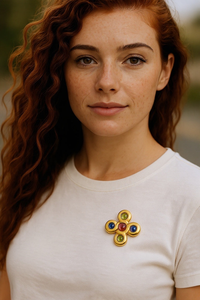 Chanel Gemstone Pendant Brooch
