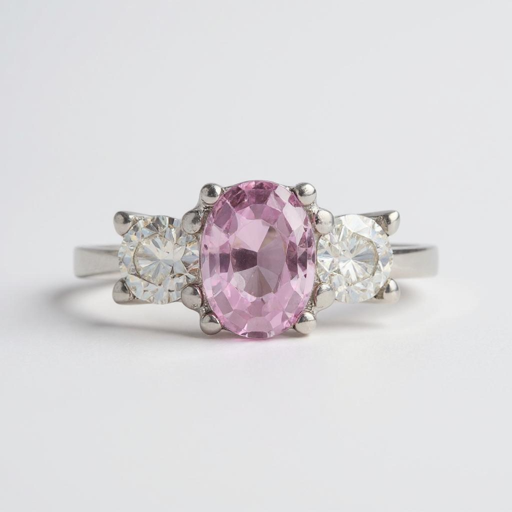 Pink Sapphire and Diamond Ring