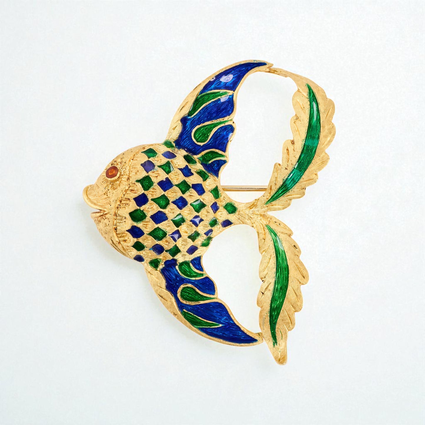 Italian Enamel & Gold Fish Brooch