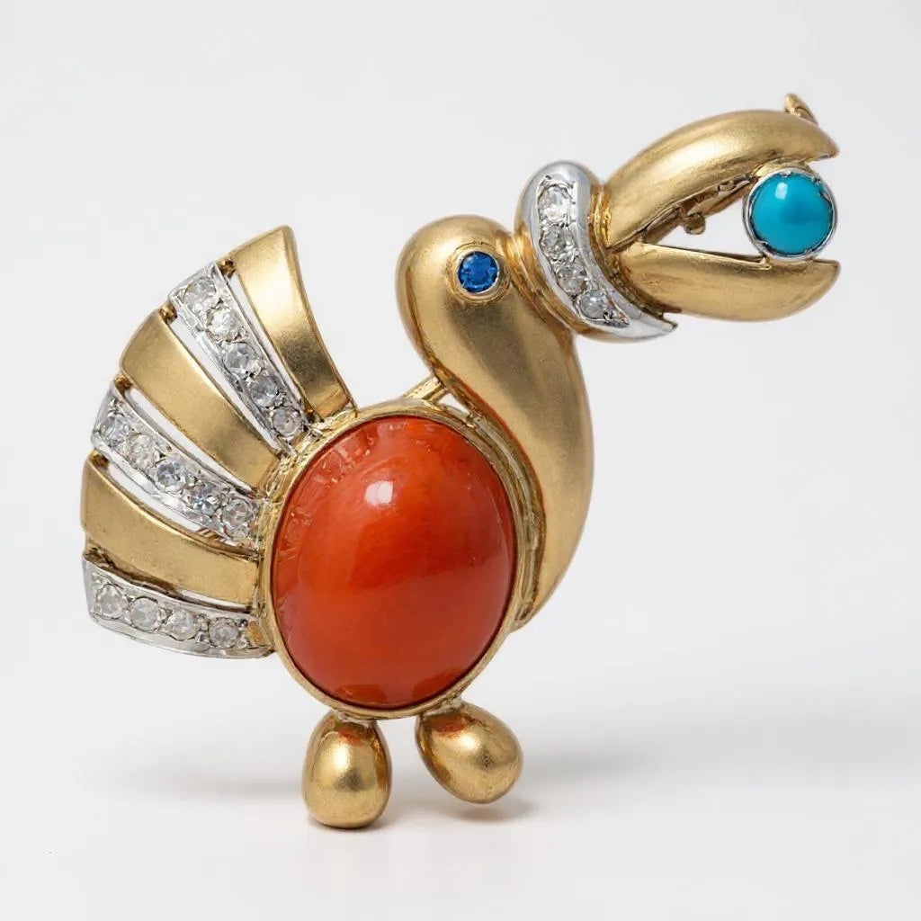 Retro Pelican Brooch