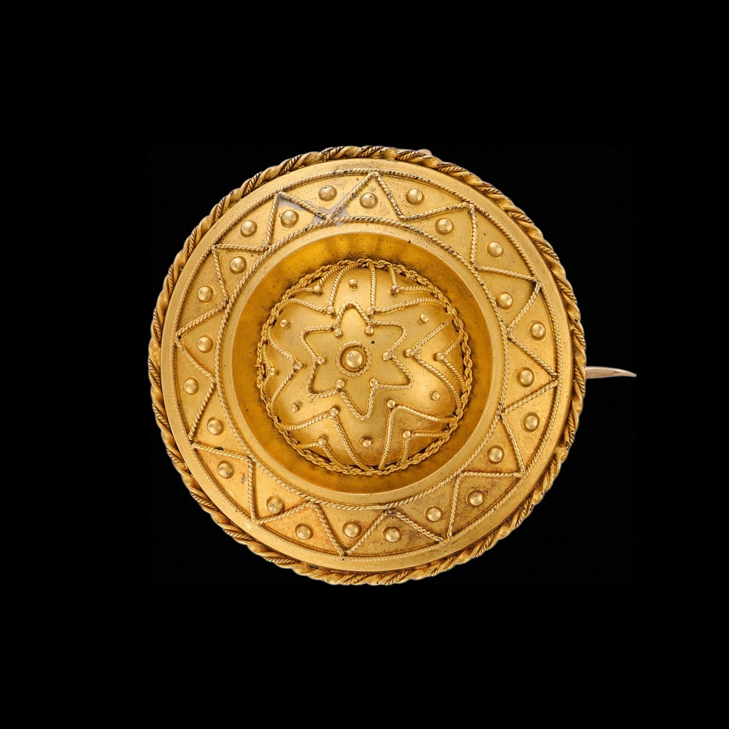 Victorian Etruscan Revival Gold Brooch