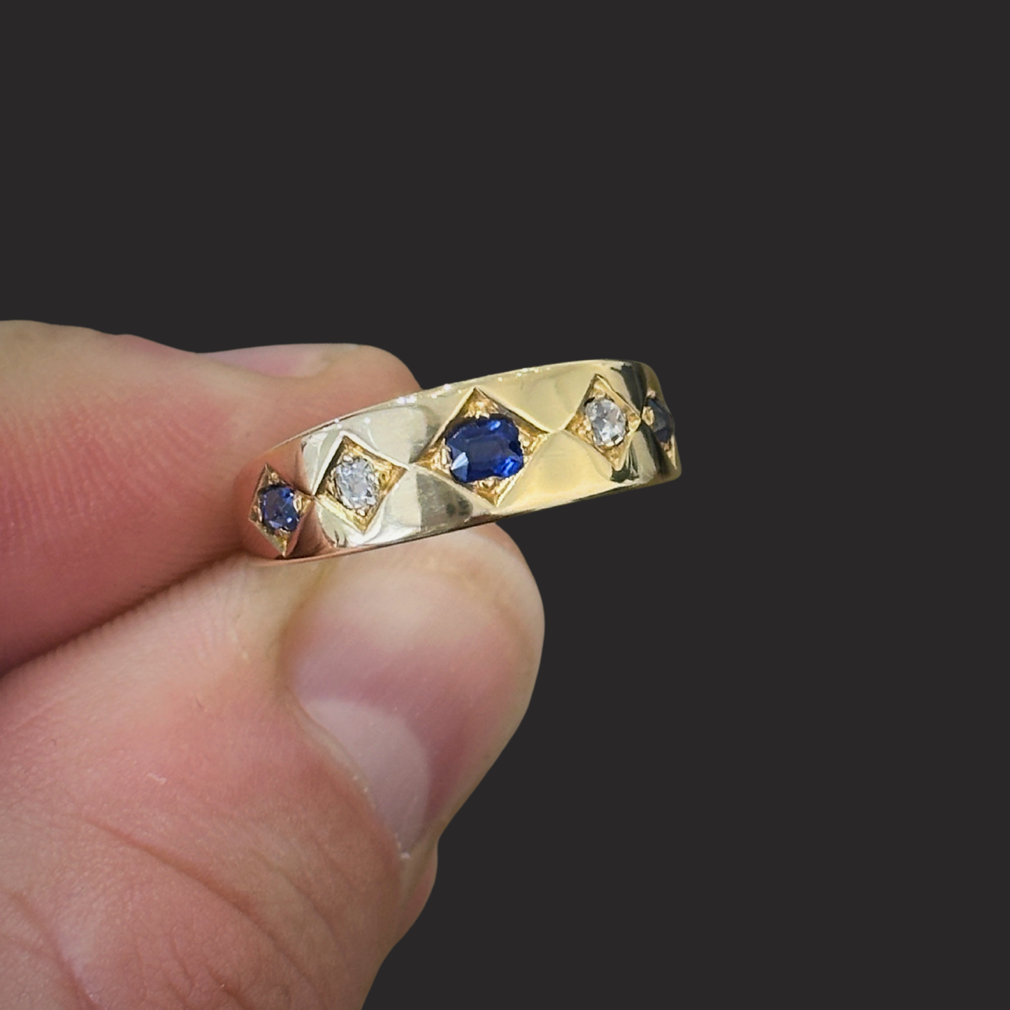 Antique Sapphire and Diamond Gypsy Ring