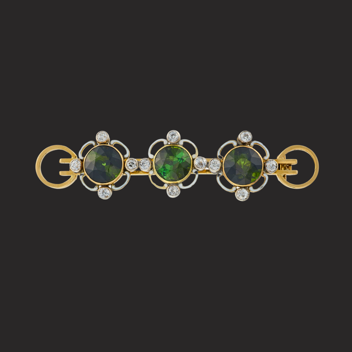 Tourmaline & Diamond Brooch