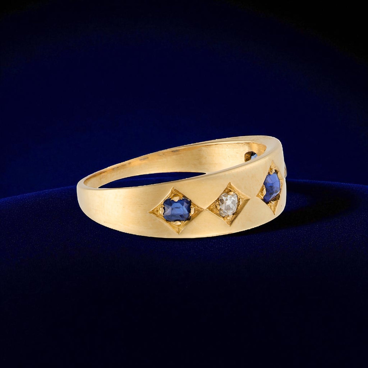 Antique Sapphire and Diamond Gypsy Ring