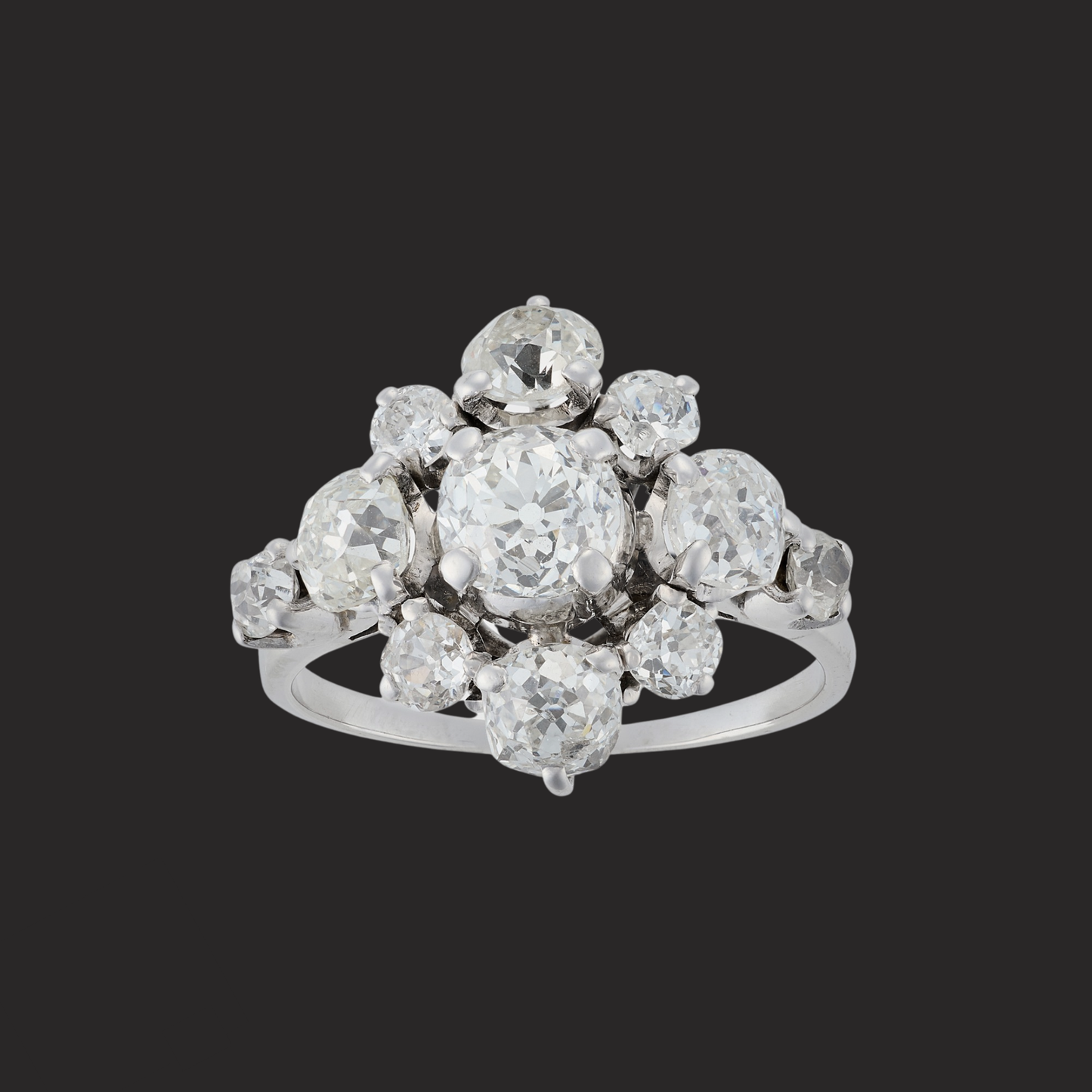 Old Cut Diamond Cluster Ring