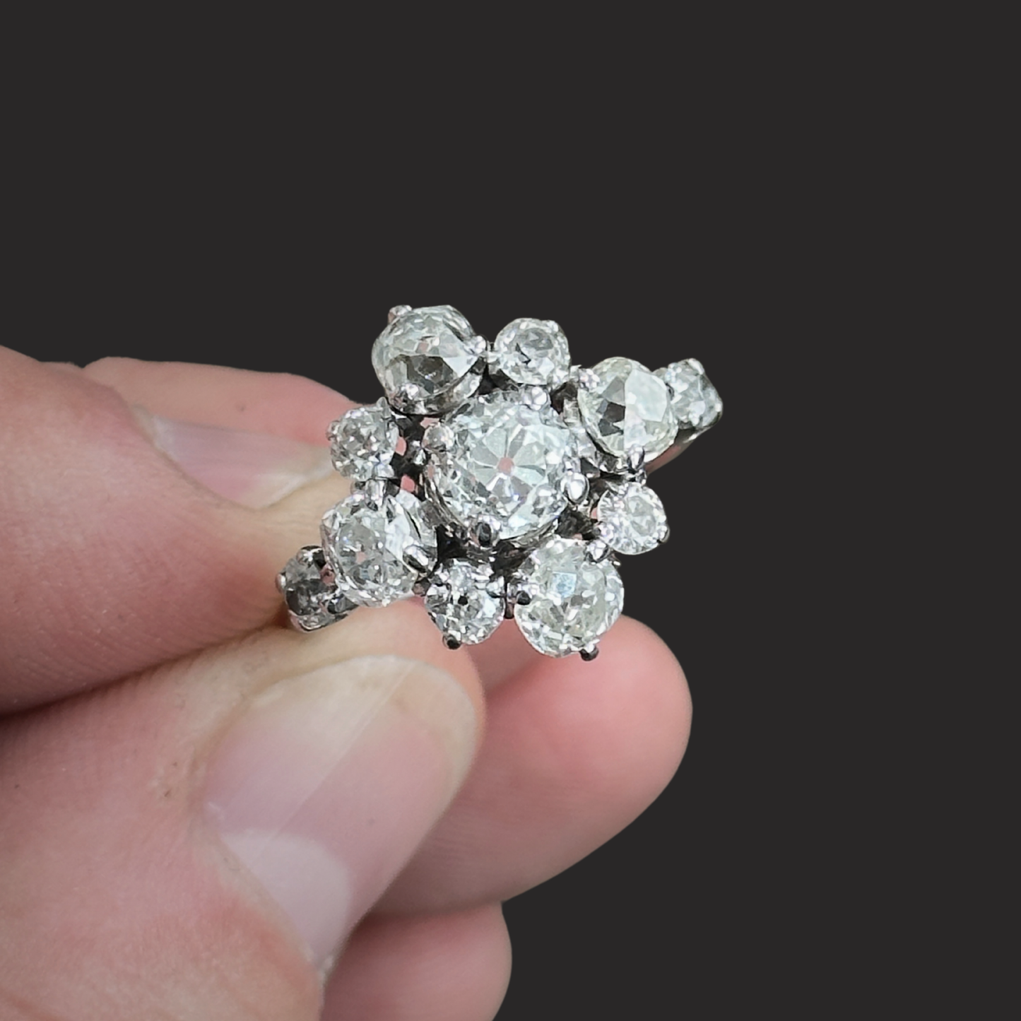 Old Cut Diamond Cluster Ring