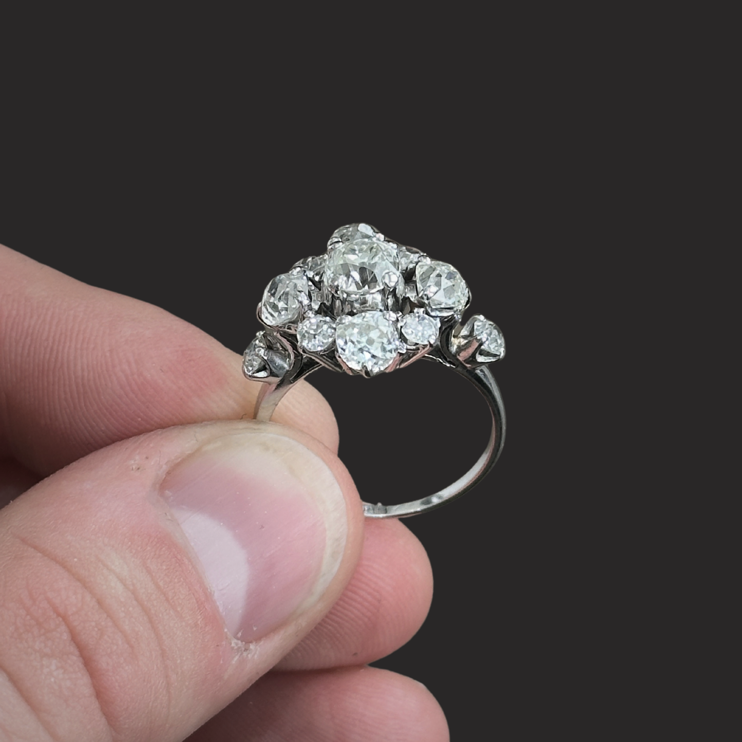 Old Cut Diamond Cluster Ring