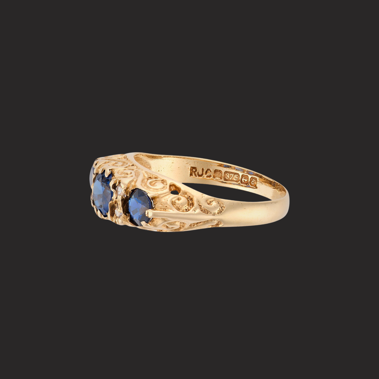 Sapphire and Diamond Gypsy Ring