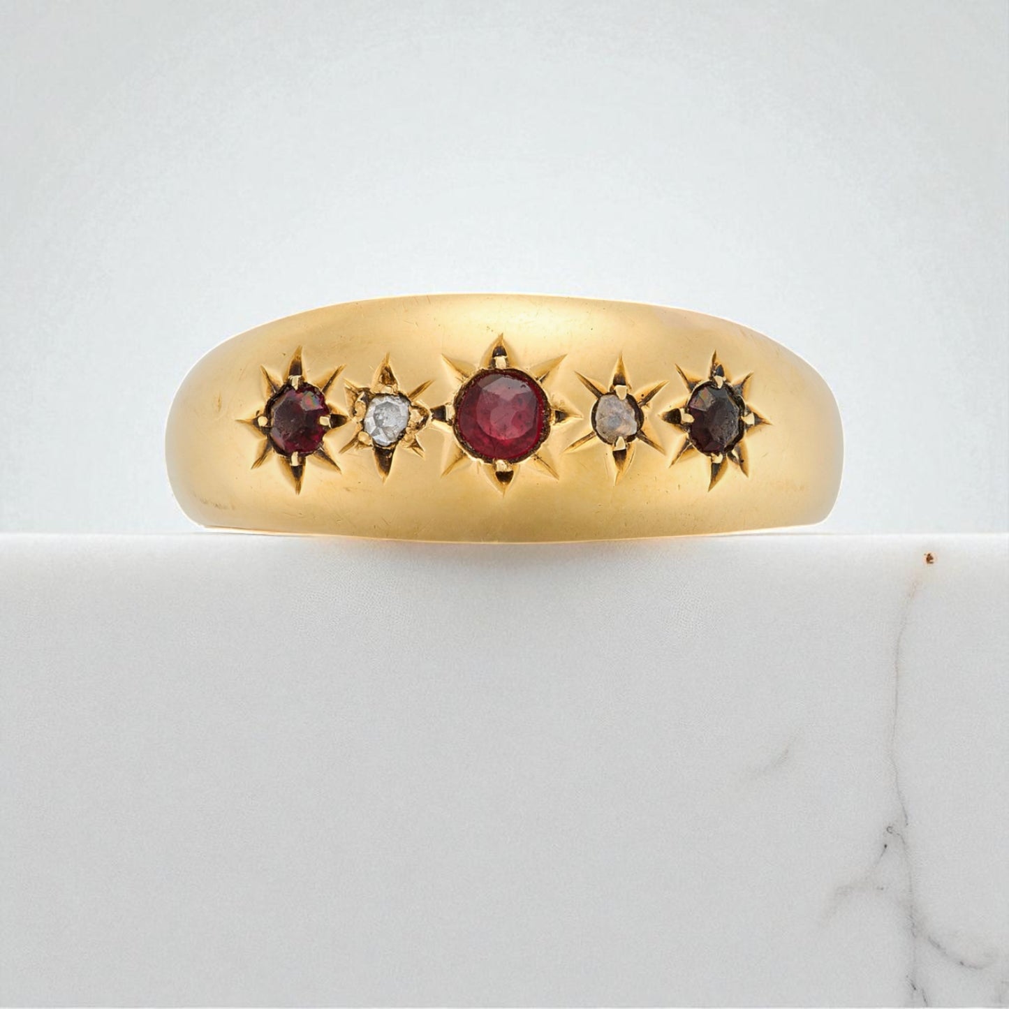 Garnet and Diamond Gypsy Ring