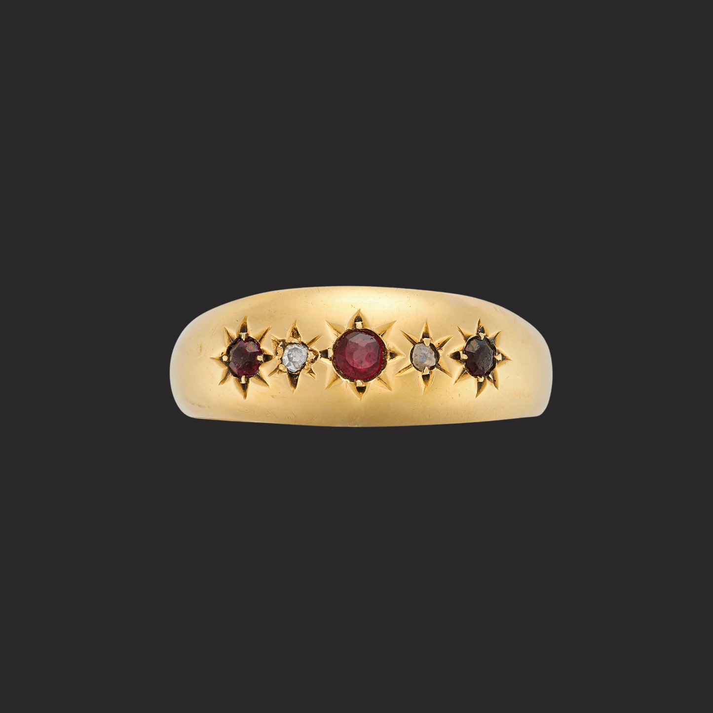 Garnet and Diamond Gypsy Ring
