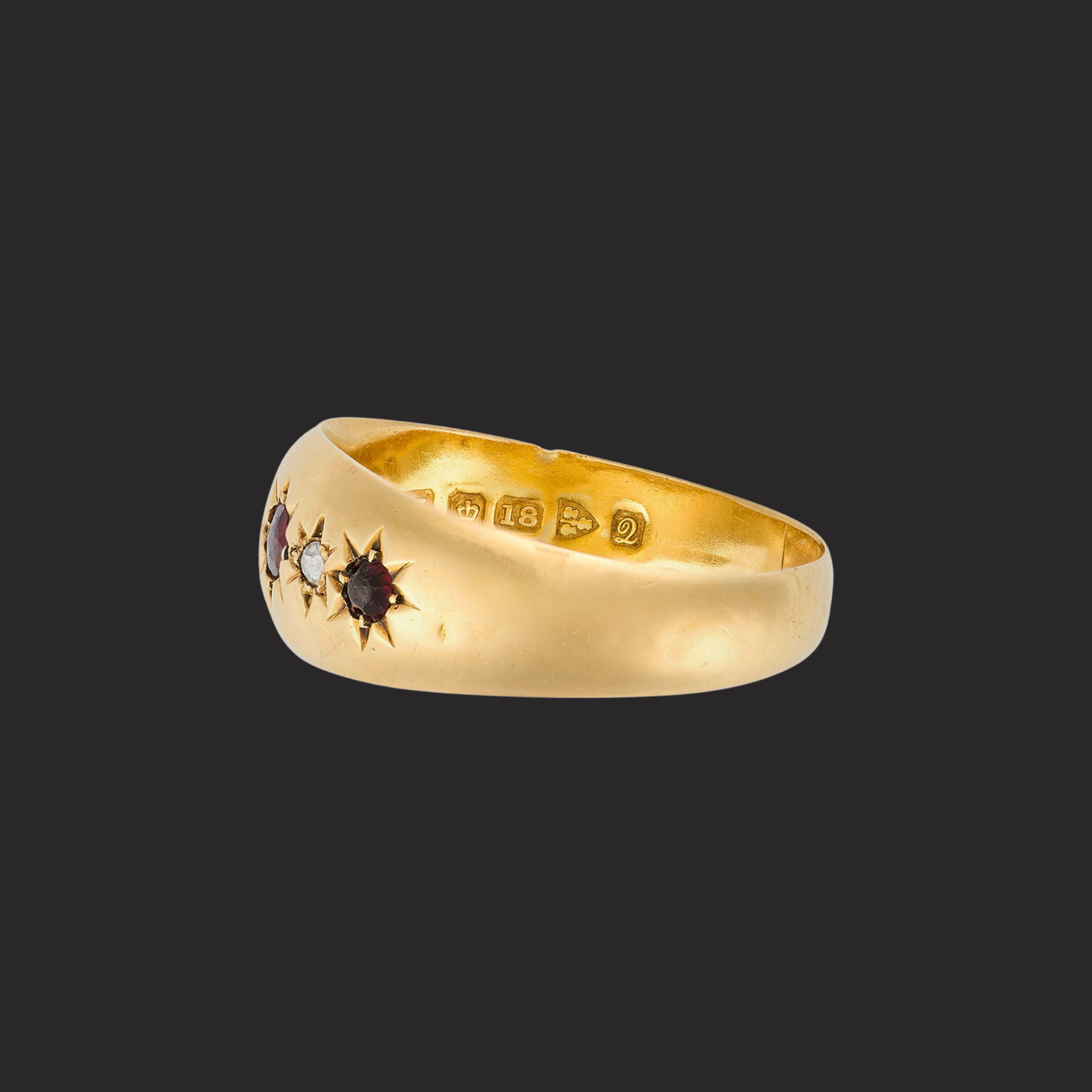 Garnet and Diamond Gypsy Ring