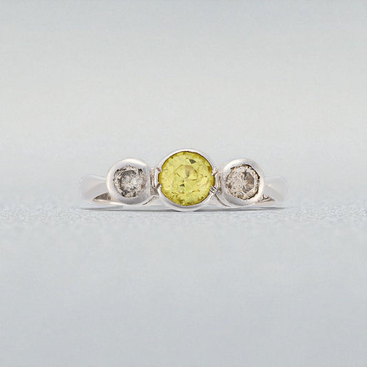 Yellow Sapphire and Diamond Ring