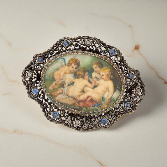 Signed Antique Miniature Brooch