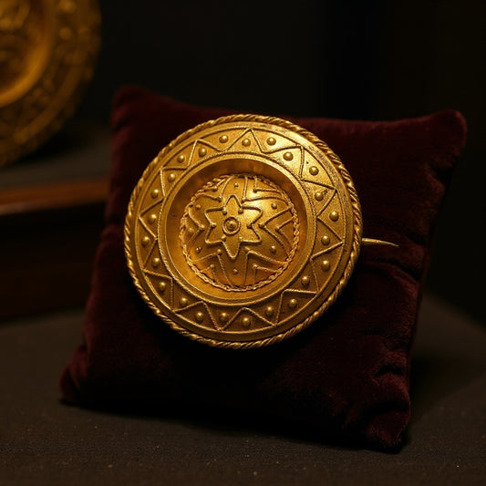 Victorian Etruscan Revival Gold Brooch