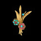 Boucheron Turquoise and Ruby Flower Brooch