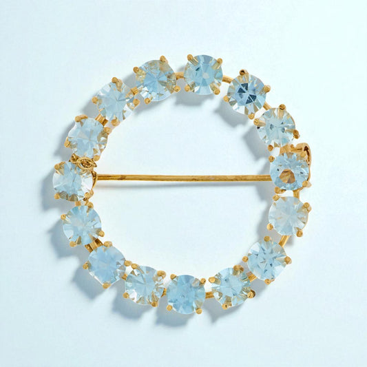 Aquamarine Circle Brooch