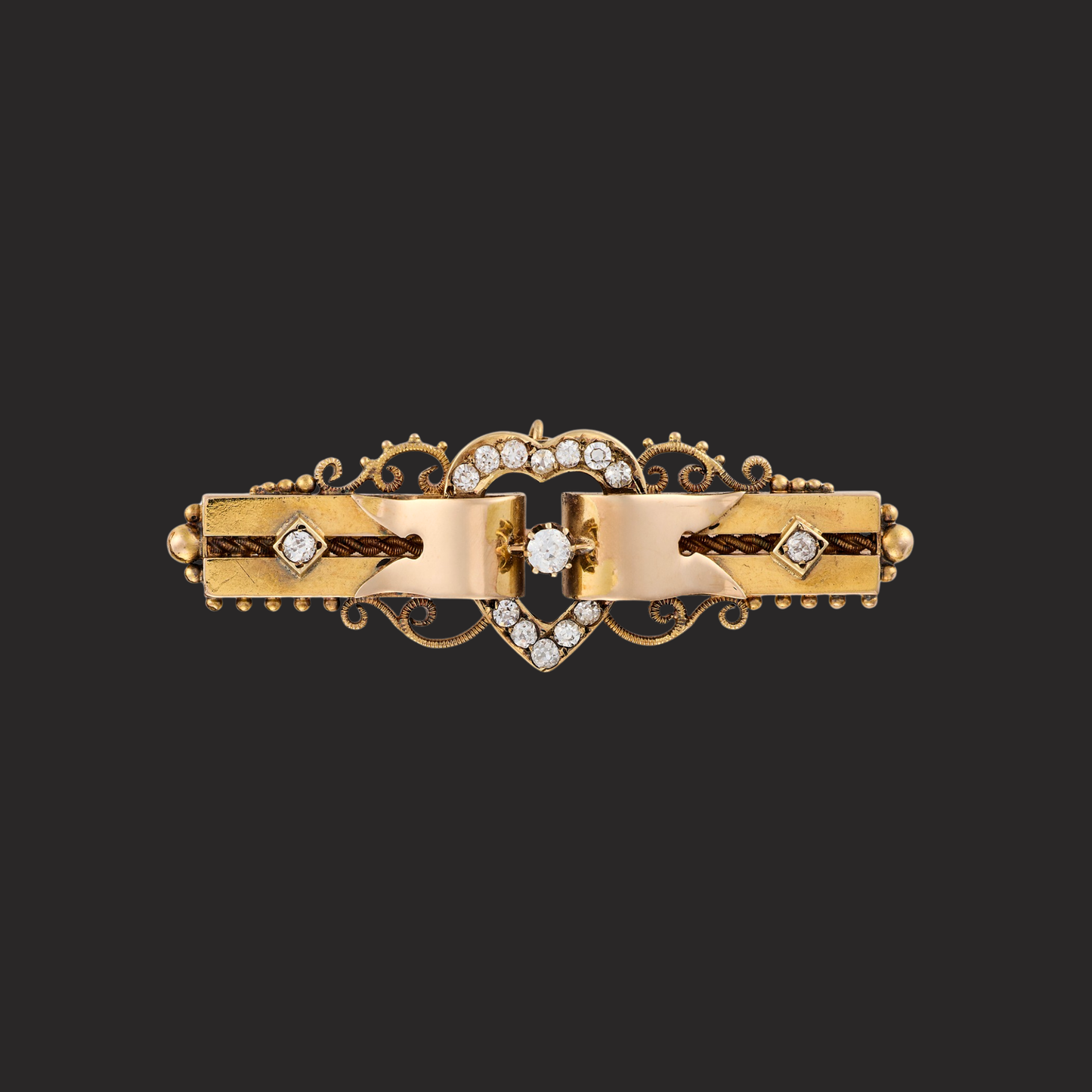 Antique Diamond Heart Brooch