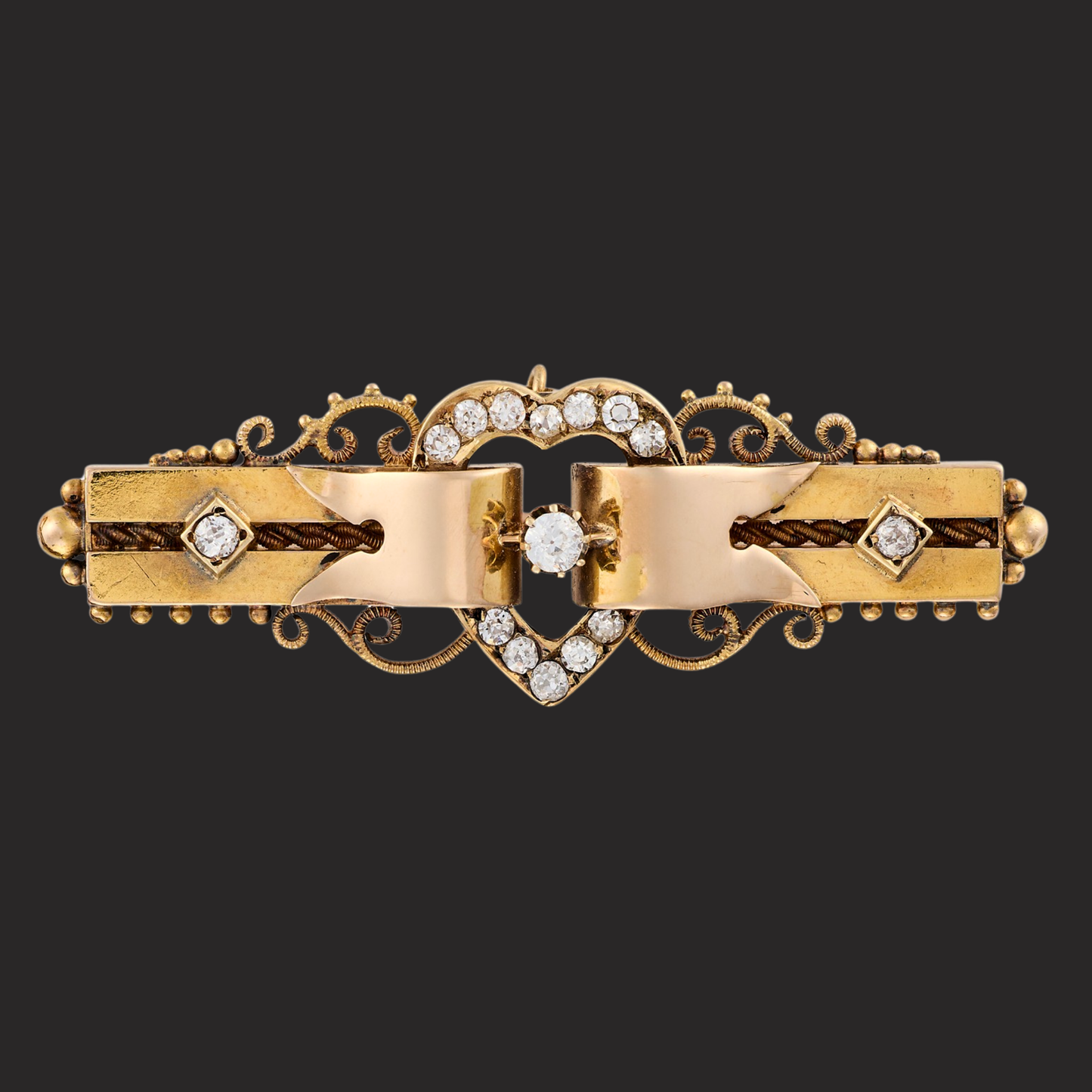 Antique Diamond Heart Brooch