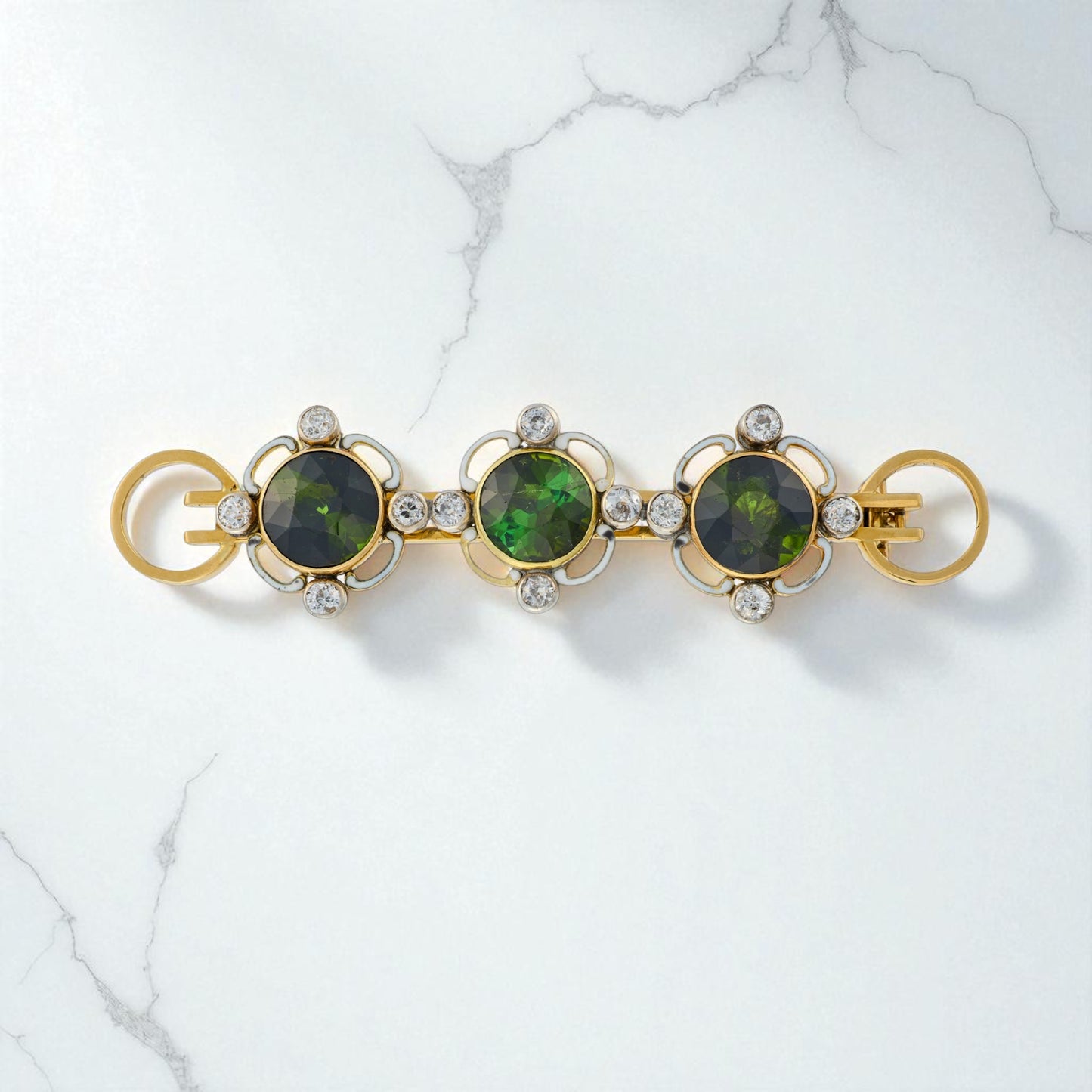 Tourmaline & Diamond Brooch