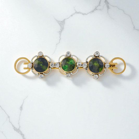 Tourmaline & Diamond Brooch