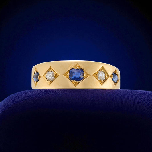 Antique Sapphire and Diamond Gypsy Ring
