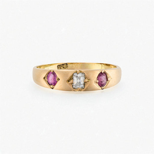 Antique Ruby and Diamond Gypsy Ring
