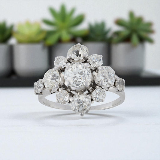 Old Cut Diamond Cluster Ring