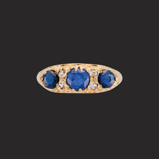 Sapphire and Diamond Gypsy Ring