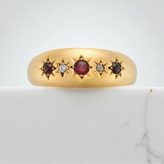 Garnet and Diamond Gypsy Ring