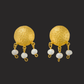 Hammered Gold and Pearl Earrings