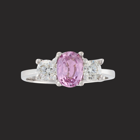 Pink Sapphire and Diamond Ring