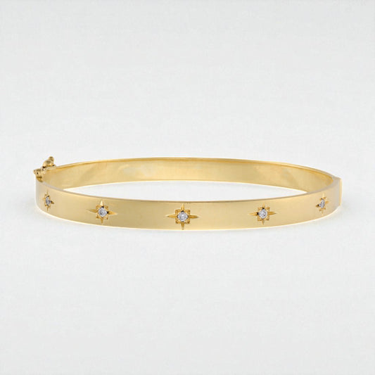 Diamond-Set Gold Bangle